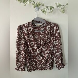Monteau | Floral Brown/Cream Blouse